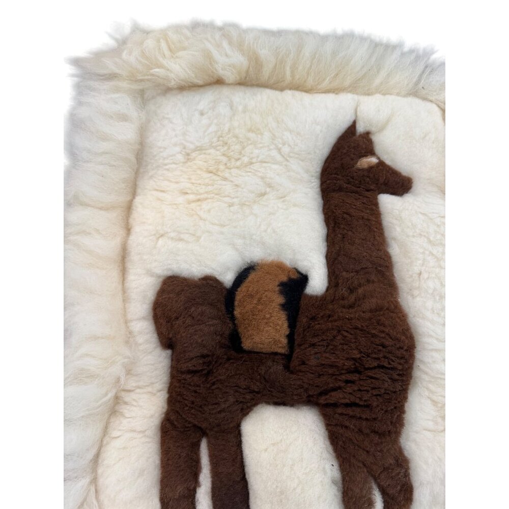 Alpaca Wool Handmade Wall Hanging 22"x16" Brown & White Accent - Picture 6 of 8